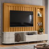 Estante Home Theater 1 Porta 2 Gavetas Com Led Le Mans - Cinamomo/off White