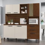 Armario De Cozinha Compacta 7 Portas 2 Gavetas Mega Nogueira-off White-ripado