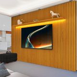 Painel Ripado Grande Para Sala Tv Até 85 Polegadas Com Led Naturale Notável Jm Móveis