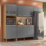 Armário De Cozinha Completa Mdf 12 Portas Com Balcão Versalhes Plus Freijó-gris