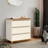Mesinha Para Cabeceira Mini Cômoda 3 Gavetas Luxo Ej Móveis Off White Freijó