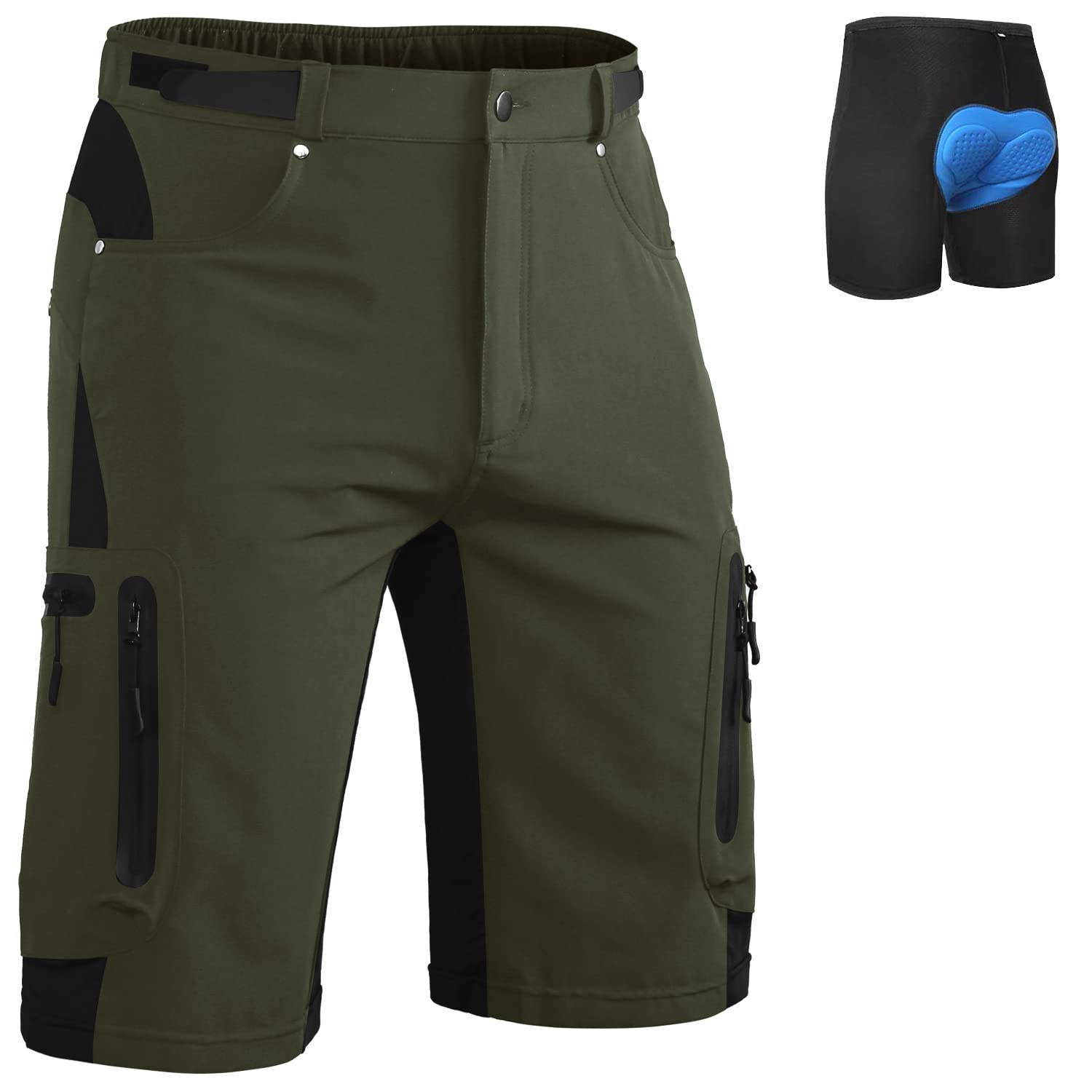 Shorts De Mountain Bike Ally 4d Acolchoados, Folgados, Verdes Para Ciclismo, 3gg