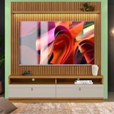 Rack Com Painel Com Led Para Tv Até 75 Polegadas Nature Off White Jm Móveis