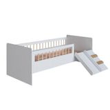 Cama De Solteiro Infantil Montessoriana Com Escorregador E Escada Branco