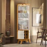 Cristaleira Com Espelho Led 4 Portas Marina - Cinamomo/off White