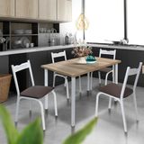 Mesa De Cozinha Com 4 Cadeiras Branco Carvalho Alexia Jm Móveis
