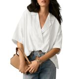 Top Astylish Para Mulheres Casuais De Negócios, Verão, Branco, Tamanho M
