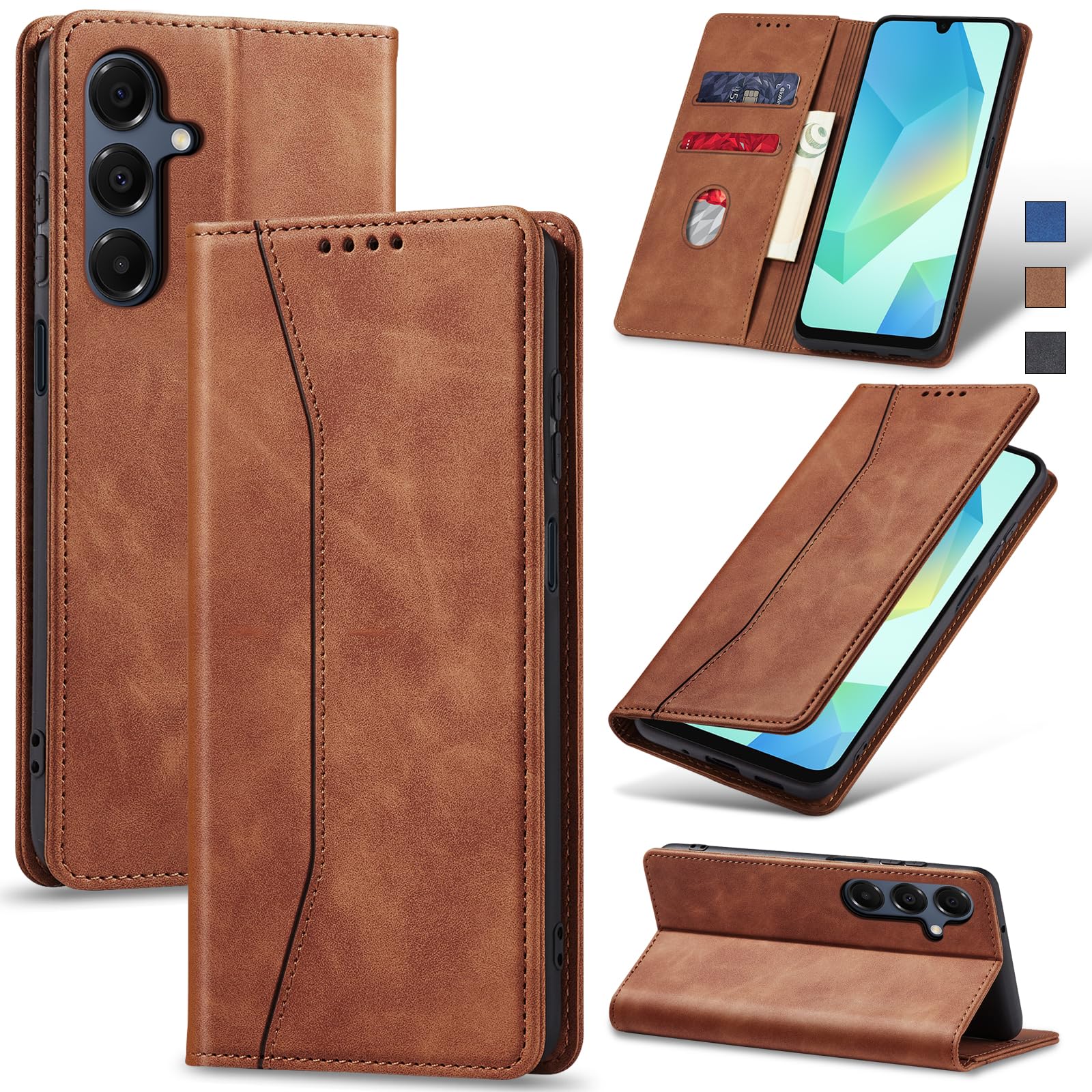Capa Tipo Carteira Flip Jasonyu Para Samsung Galaxy A16 Marrom