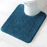 Tapete De Banho Miulee Microfiber Em Forma De U Contour Shaggy Navy Blue