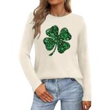 Camiseta Feminina Beopjesk St Patrick&#39;s Day Glitter Shamrock