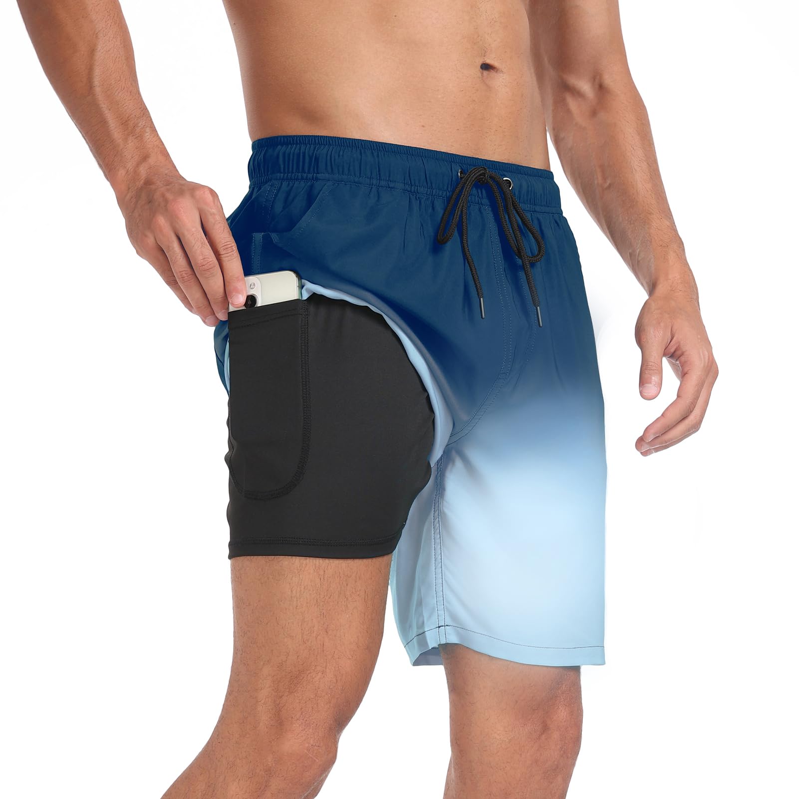 Calções De Banho Inloko, Forro De Compressão Masculino Quick Dry 18 Cm