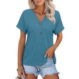 Camiseta Feminina Ticticmiss Com Decote Em V E Manga Curta Turquesa