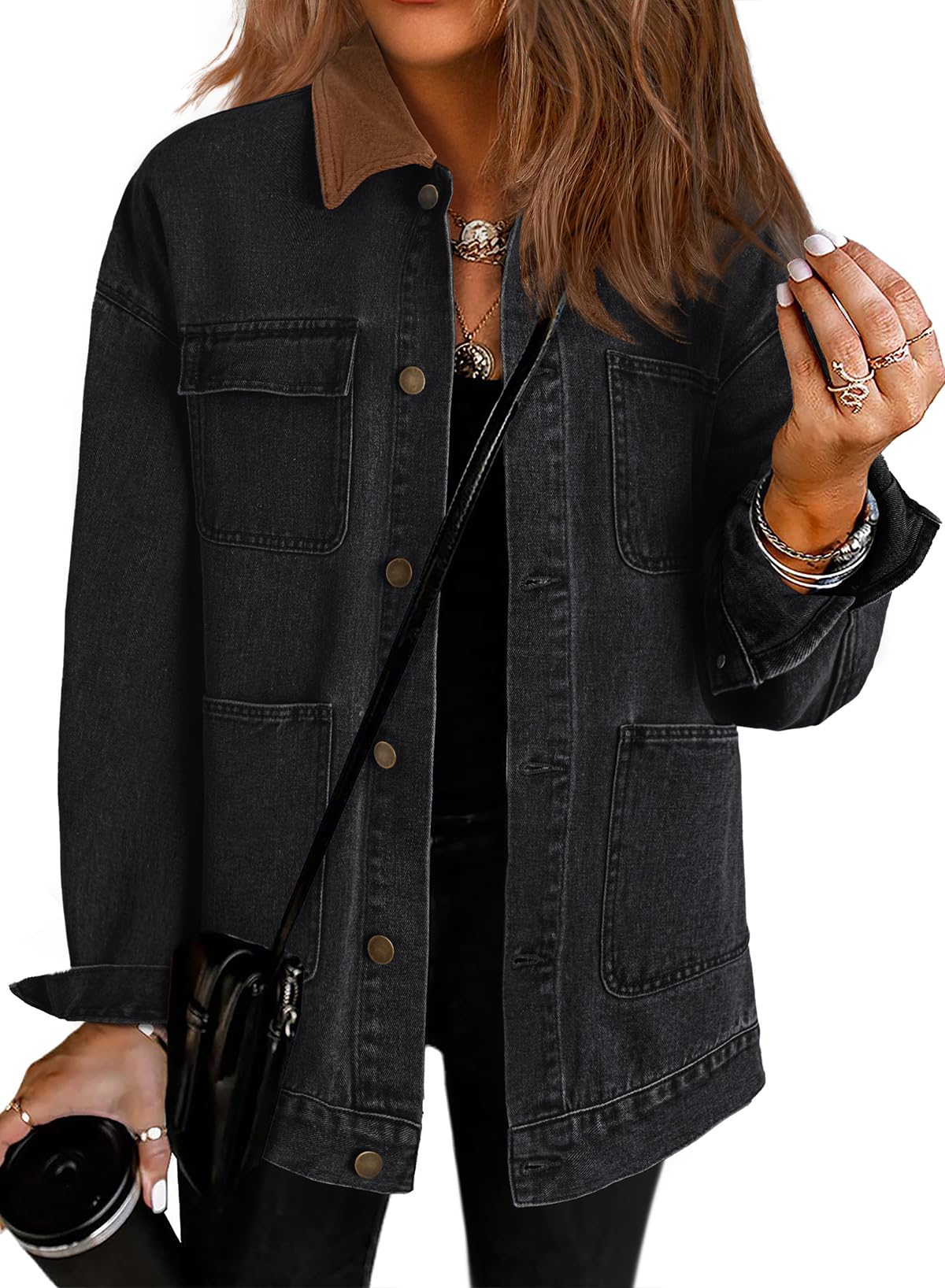Jaqueta Jean Dokotoo Oversized Black Denim Para Mulheres