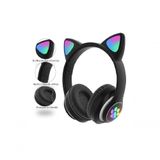 Fone Gatinho Sem Fio Com Led Bluetooth Infantil Meninas Gato