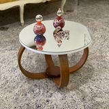 Mesa De Centro E Lateral Pés Cebola 50x35cm Espelhada Cor Branco