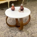 Mesa De Centro E Lateral Pés Cebola 50x35cm Cor Branco