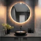 Espelho Redondo Com Iluminação Led Branco Quente - 3000k - 60x60 Cm