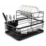 Escorredor De Louças 2 Andares 9 Pratos Porta Talher Inox