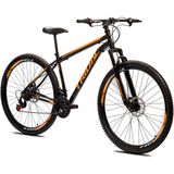 Bicicleta Aro 29 Mountain Bike Tridal Com Freio A Disco E Suspensão Dianteira - Preto / Laranja