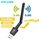 Antena De Rede Wifi Dual Band 802.11ac 600mbps 2.4 / 5ghz Pc Usb