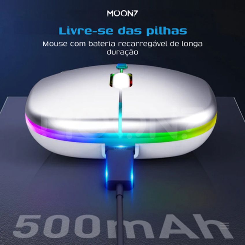 Mouse Sem Fio Luminoso Recarregável Bluetooth 2.4ghz E-1300 Pro - imagem 3