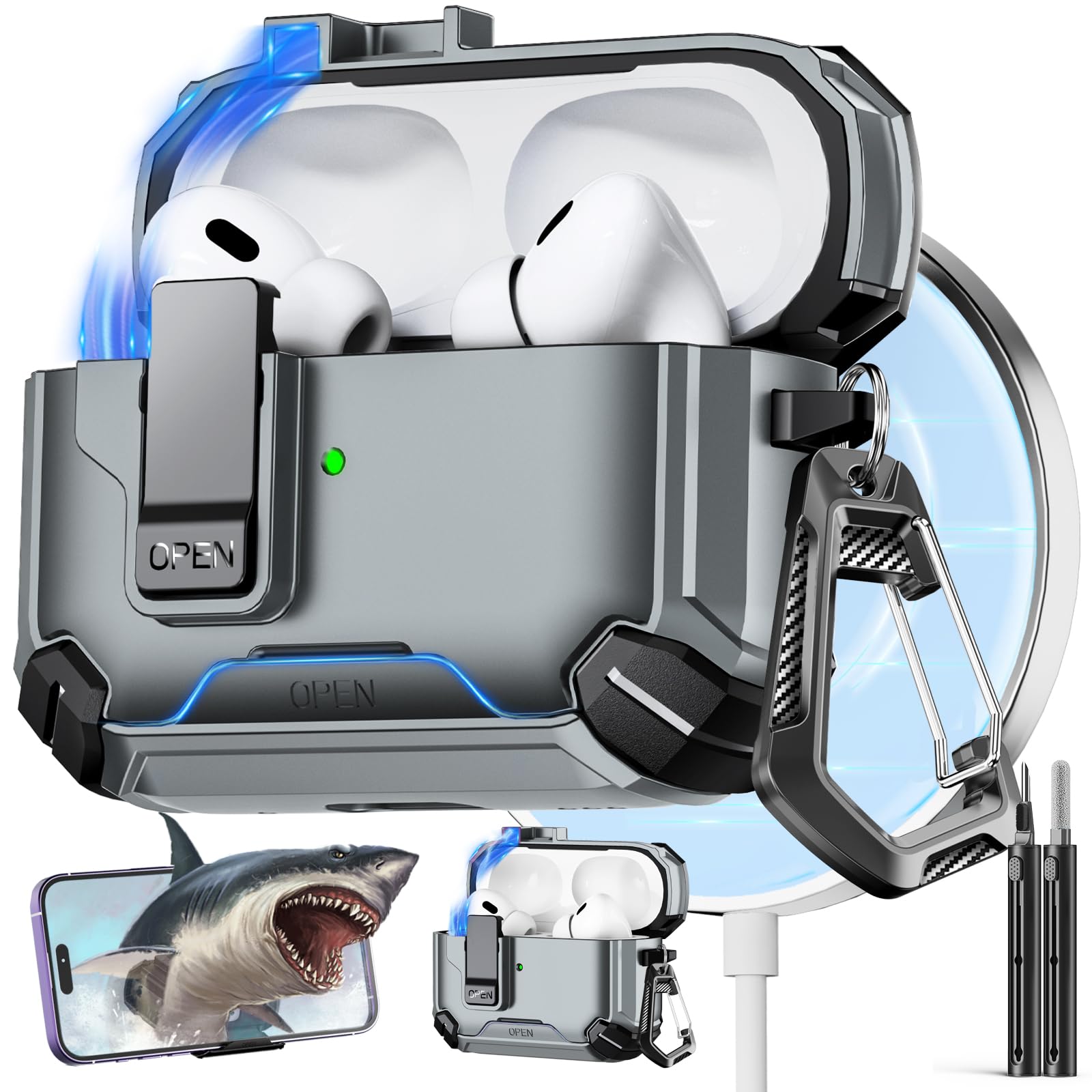 Capa Com Suporte De Telefone E Kit De Limpeza Para Airpods Pro