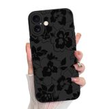 Capa De Telefone Mzelq Para Iphone 16, Silicone, Rosa, Floral, Preta