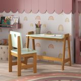 Conjunto Mesa Escrivaninha + 1 Cadeira Infantil Sofia / Madeira De Pinus / Mdf