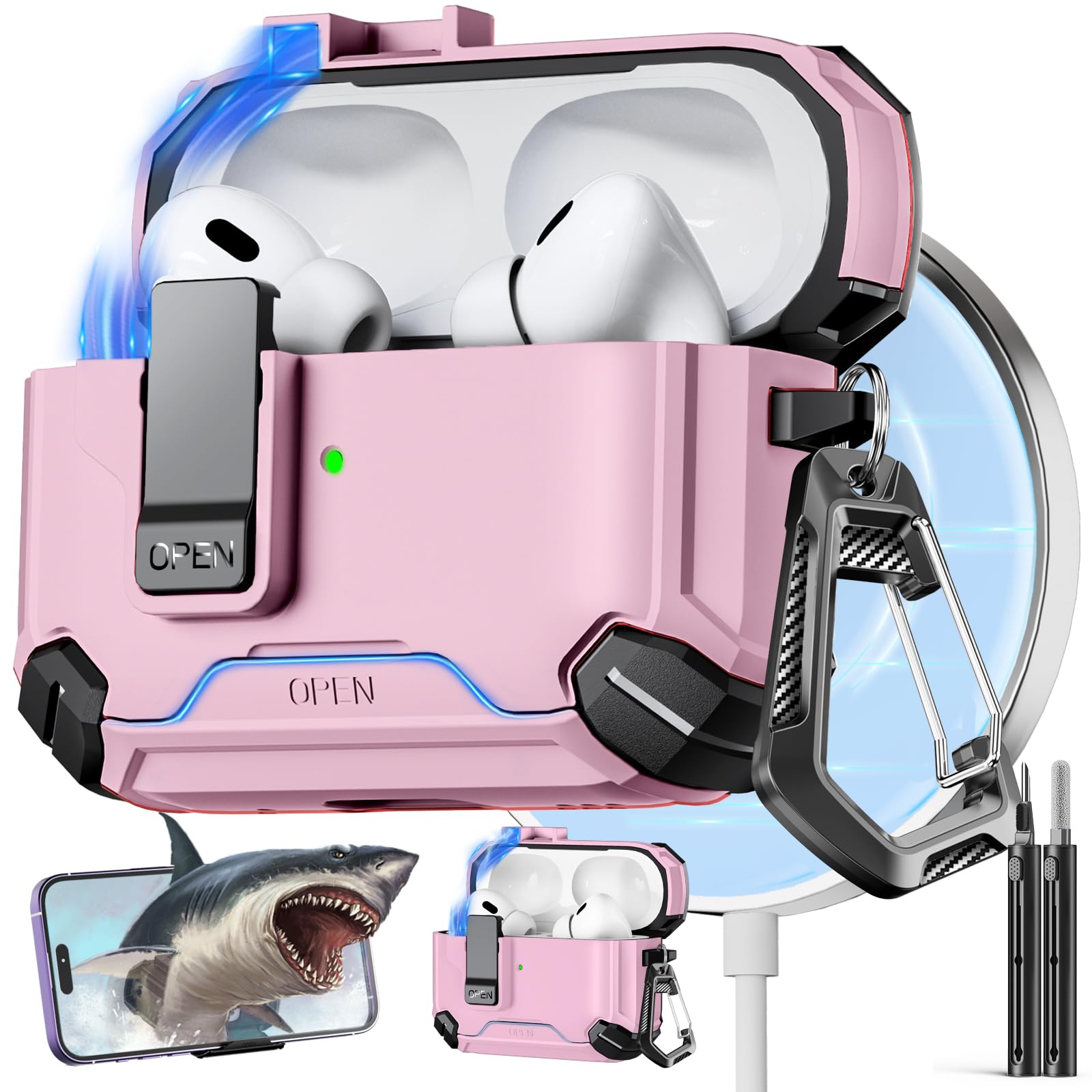 Capa Com Suporte De Telefone E Kit De Limpeza Para Airpods Pro