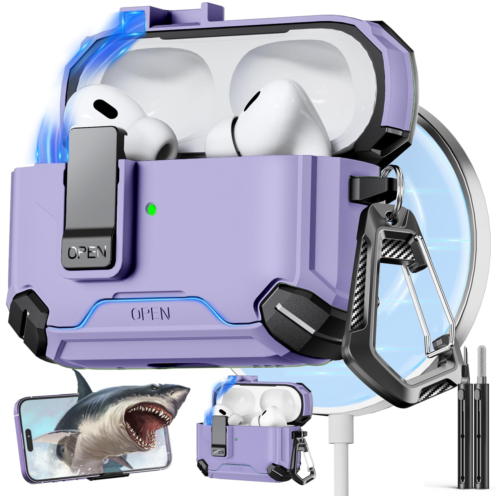 Capa Com Suporte De Telefone E Kit De Limpeza Para Airpods Pro