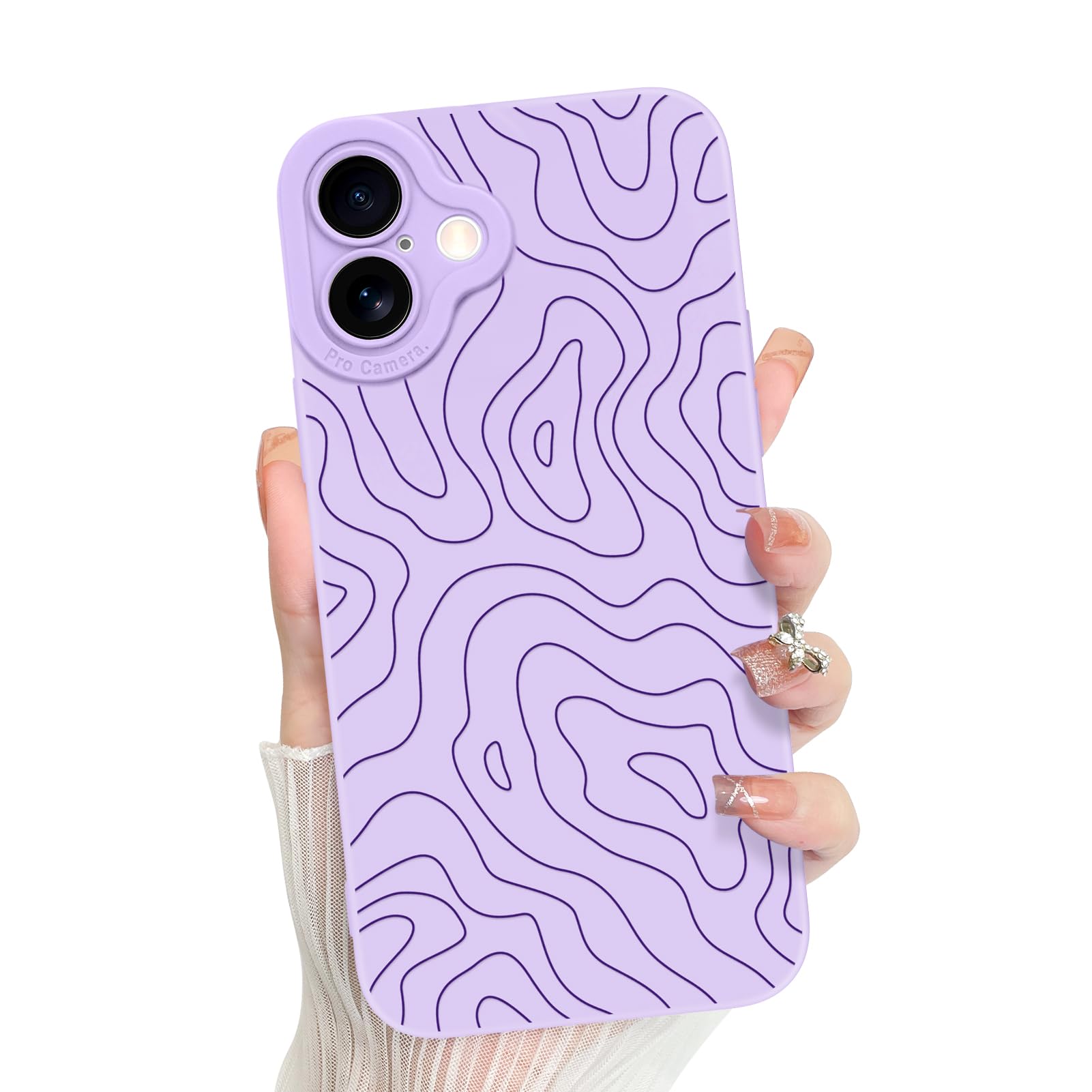 Capa De Telefone Mzelq Para Iphone 16 Plus Silicone Wave Ripple Purple