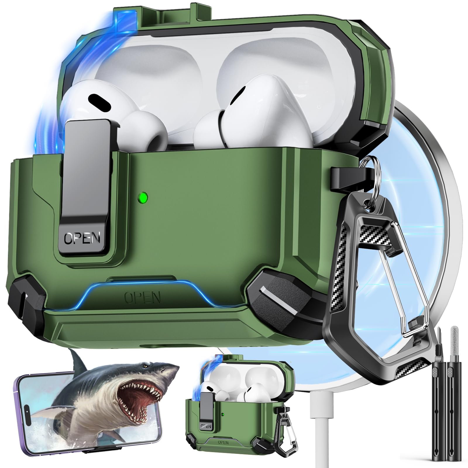 Capa Com Suporte De Telefone E Kit De Limpeza Para Airpods Pro