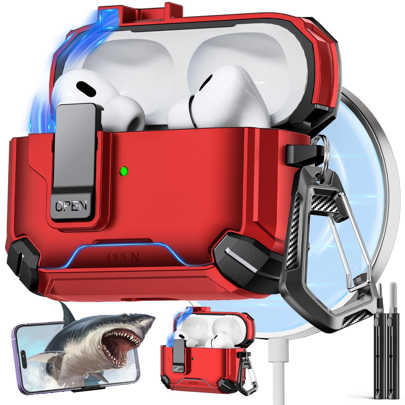 Capa Com Suporte De Telefone E Kit De Limpeza Para Airpods Pro