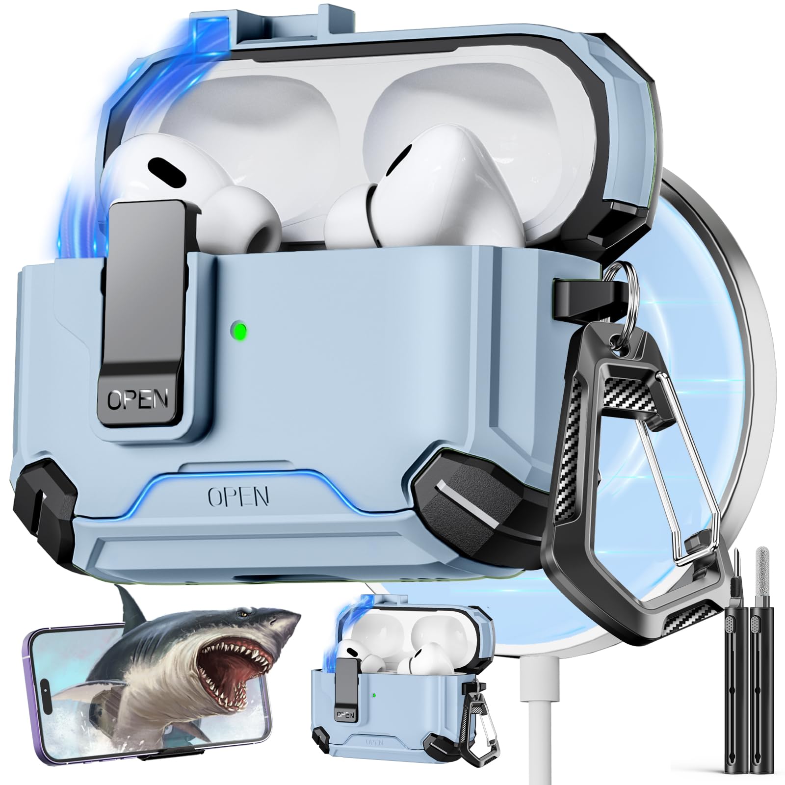 Capa Com Suporte De Telefone E Kit De Limpeza Para Airpods Pro