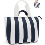 Bolsa De Praia Bagelite 56 Cm 50 L Extra Grande Para Mulheres Azul Branca