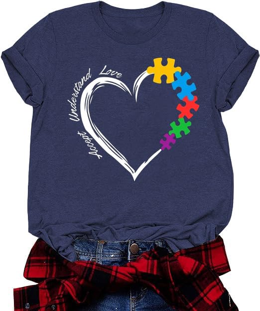 Camiseta Feminina Ovazly Autism Awareness Com Estampa De Manga Curta
