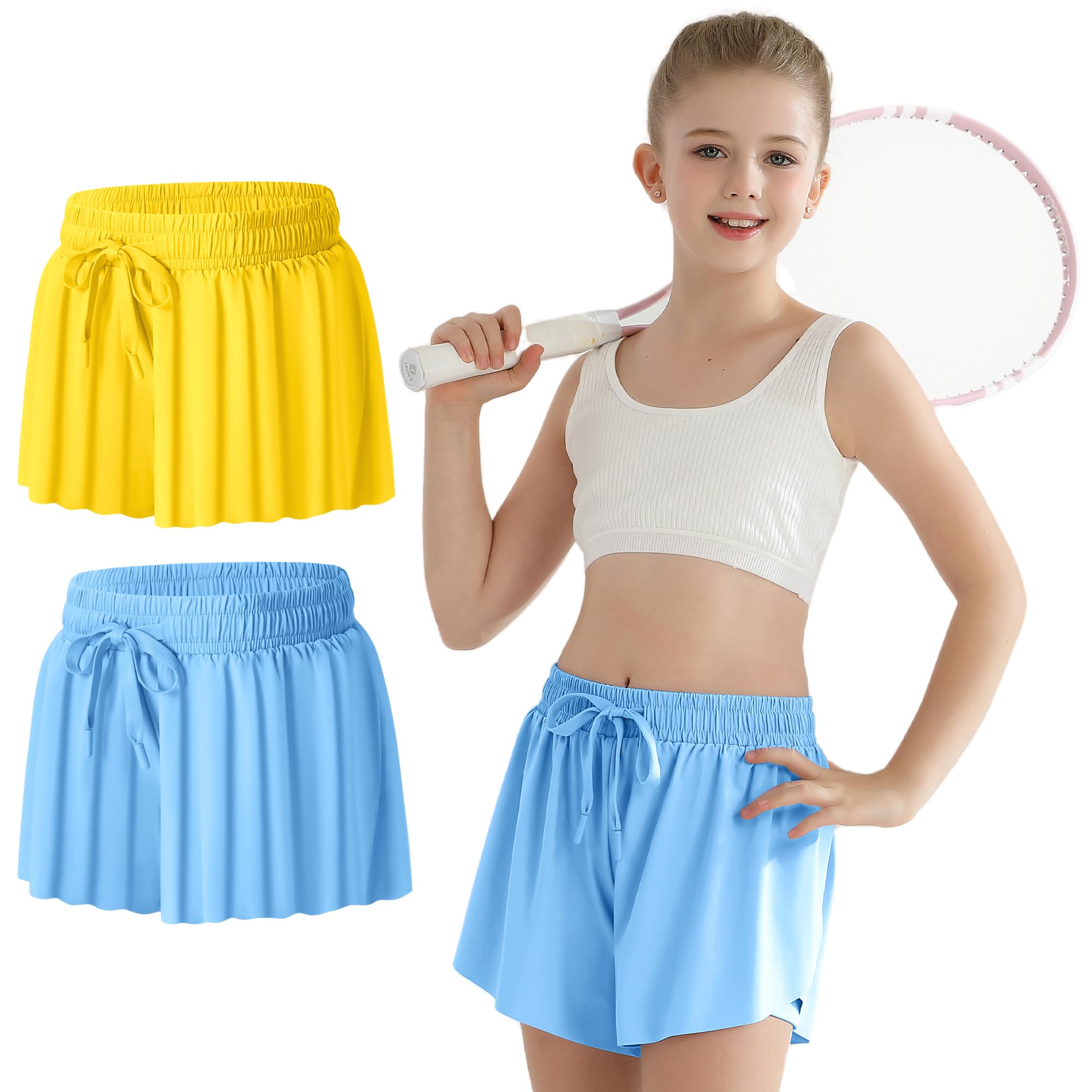Shorts Esportivos Ghteas Girls, Pacote Com 2, Butterfly 5t, Tamanho 6