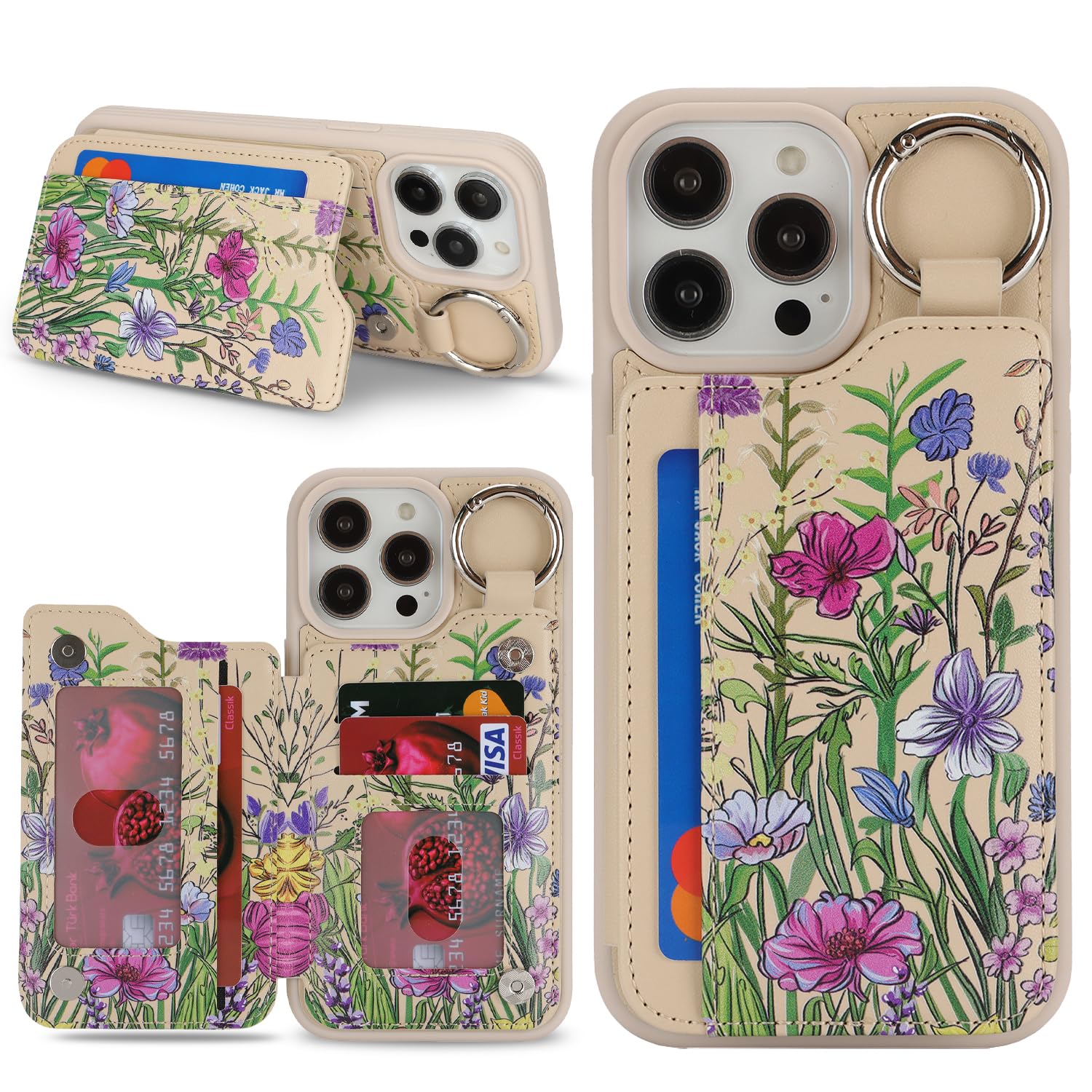 Capa De Telefone Hpara Iphone 14 Pro Max Em Couro Pu Esbranquiçado