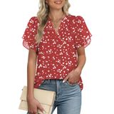 Blusa Feminina Anrabess De Chiffon Com Decote Em V, Pétala, Manga Curta