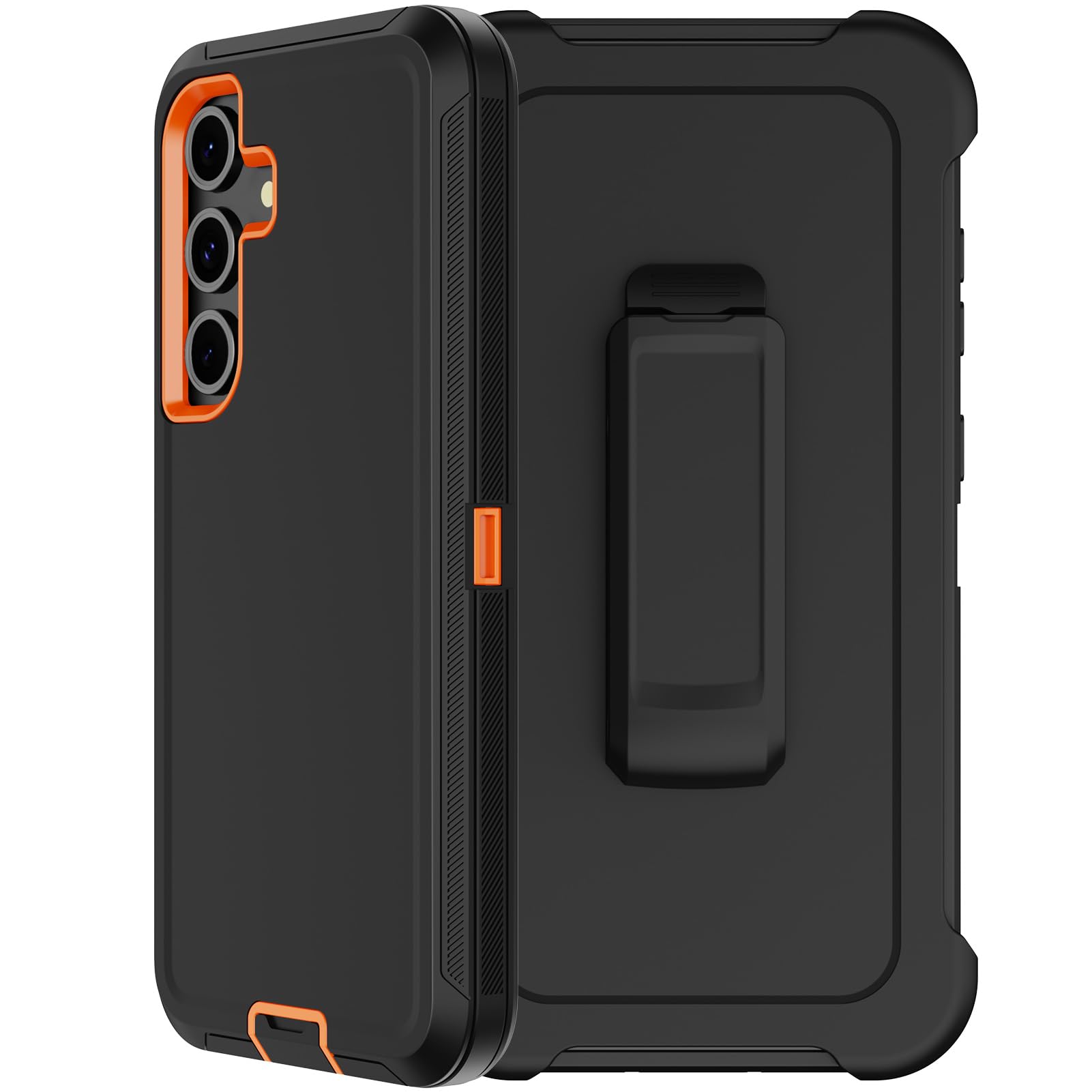 Capa Rubcase Para Samsung Galaxy S24 Fe Com Clipe De Cinto Laranja