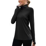 Camisa Feminina Luyaa Com Proteção Solar Upf 50+, Manga Comprida, Preta