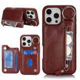 Capa De Telefone, Carteira Com Suporte De Cartão Para Iphone 16 Pro - Marrom