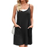 Vestido Zeagoo Summer Curto Casual Com Alça Espaguete Com Bolso