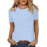Camiseta Feminina Eadinve, Casual, Gola Redonda, Manga Curta, Azul