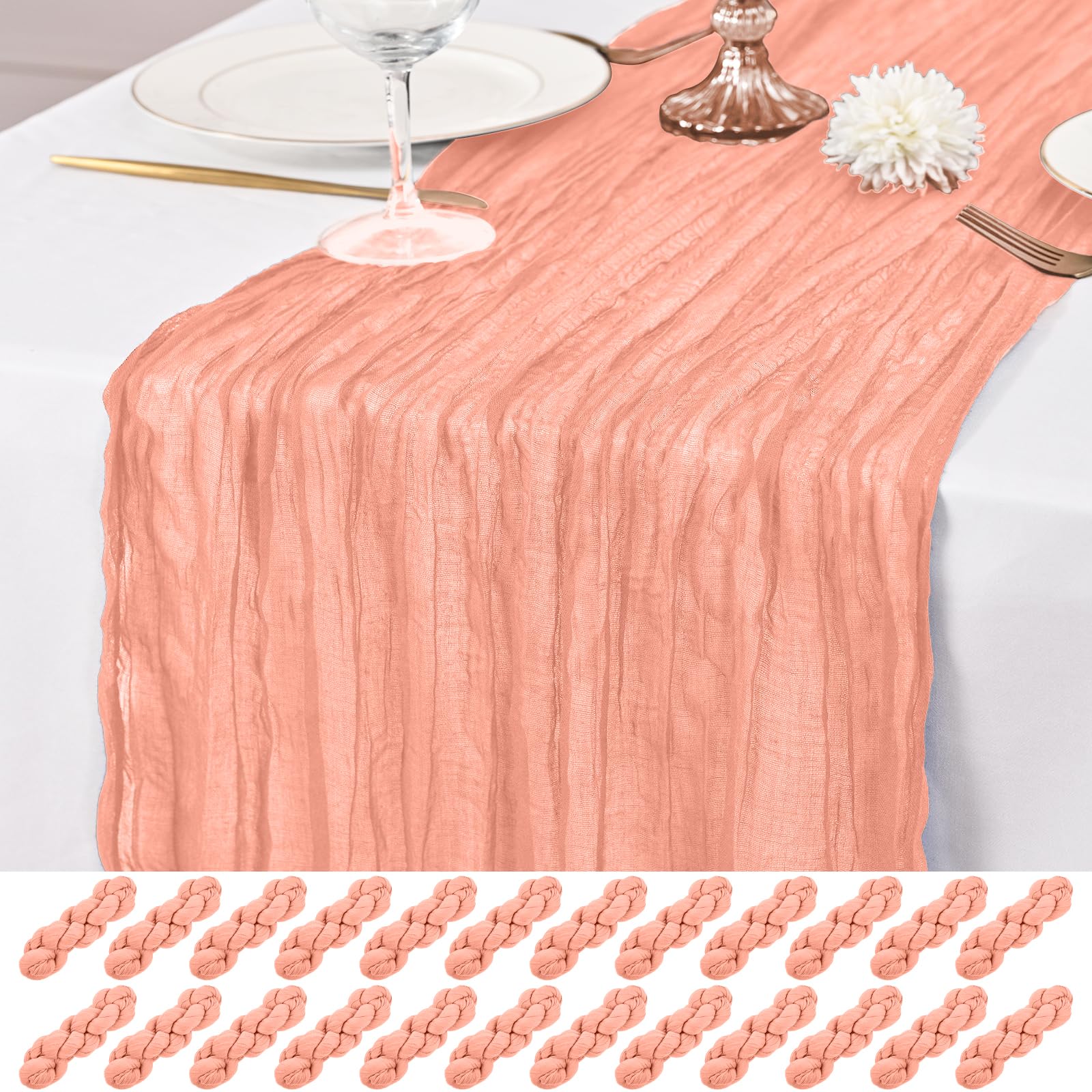 Toalha De Algodão Table Runner Lumaycens Coral De 10 Pés (pacote Com 24)