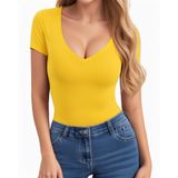 Camisetas Clozoz Com Decote Em V Para Mulheres De Manga Curta E Manga Comprida