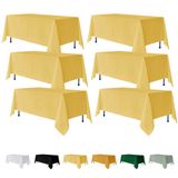 Toalha De Mesa Ajustável De Poliéster Amarelo, Pacote Com 6, 178x274cm, Retangular