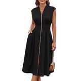 Vestido Grace Karin Preto, Verão 2025, Sem Mangas, Decote Em V, Feminino