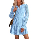 Mini Vestido Prettygarden 2025 De Manga Comprida Com Decote Em V Para Mulheres