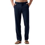 Calças Willit Linen, Vestido Casual Masculino, Com Cordão, Azul Marinho